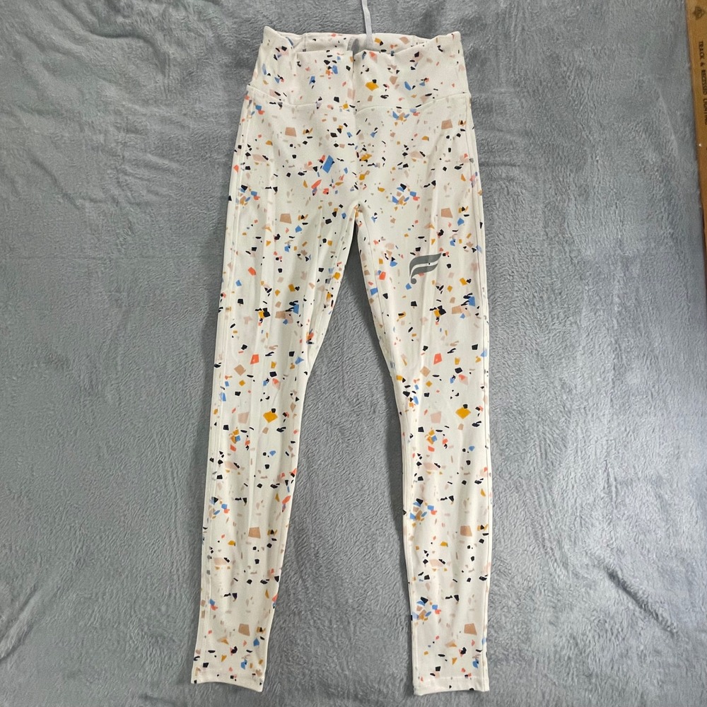 Fabletics Womens White Multi‎ Color Terrazzo Print High Waisted Leggings Size M